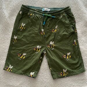 Mini Boden Boys Drawstring Cotton Shorts Green Bees Honeybees Sunglasses 11Y
